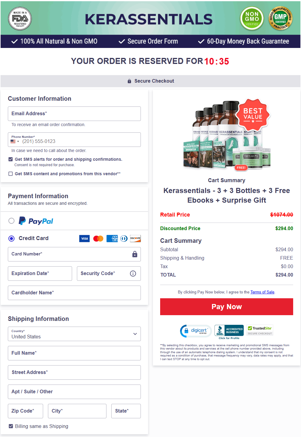 Secure checkout page